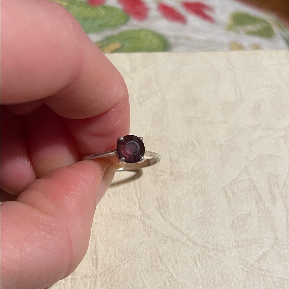 Elegant Silver Ring with Purple Gemstone